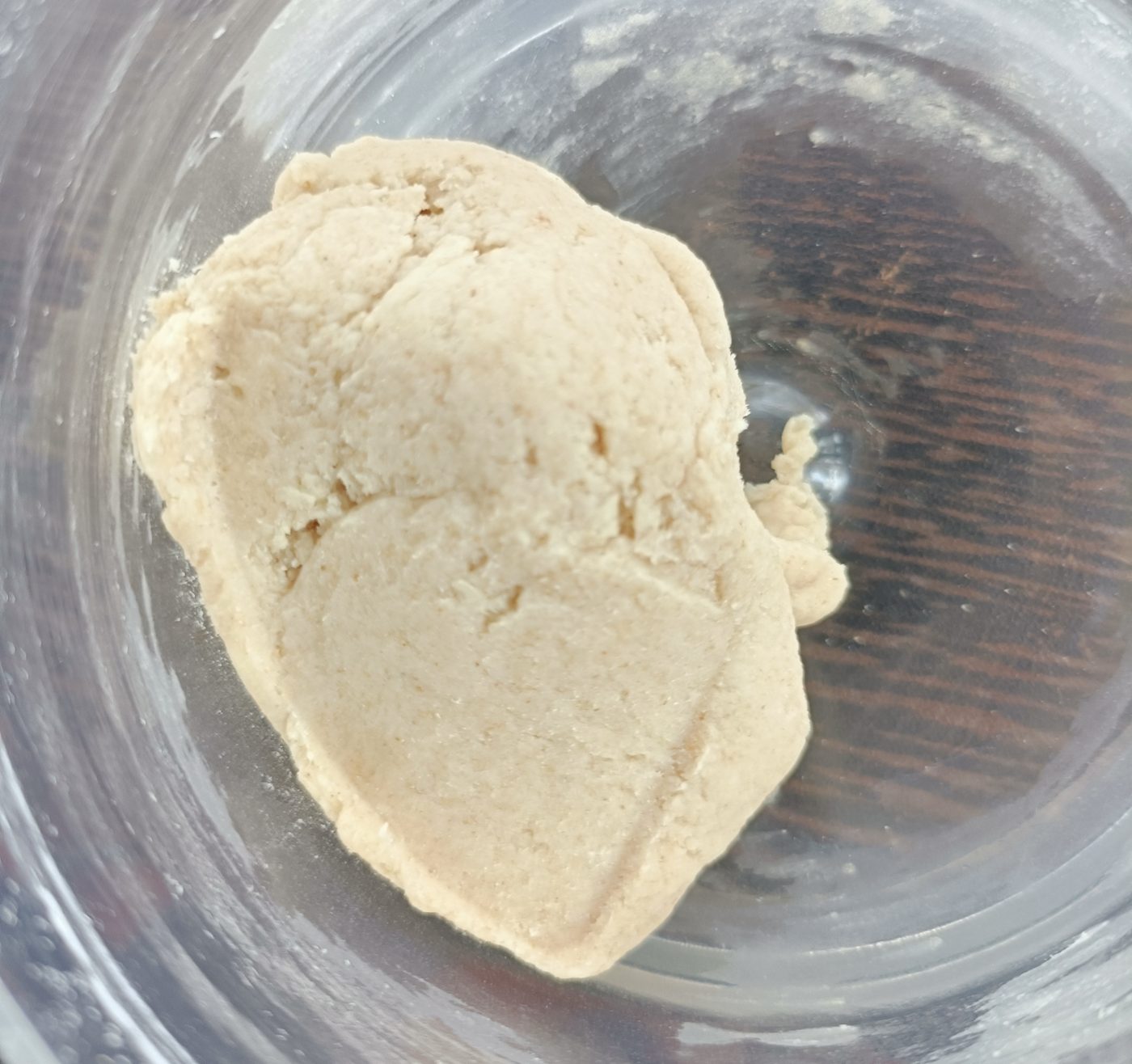 Dough kneaded by the machine.
